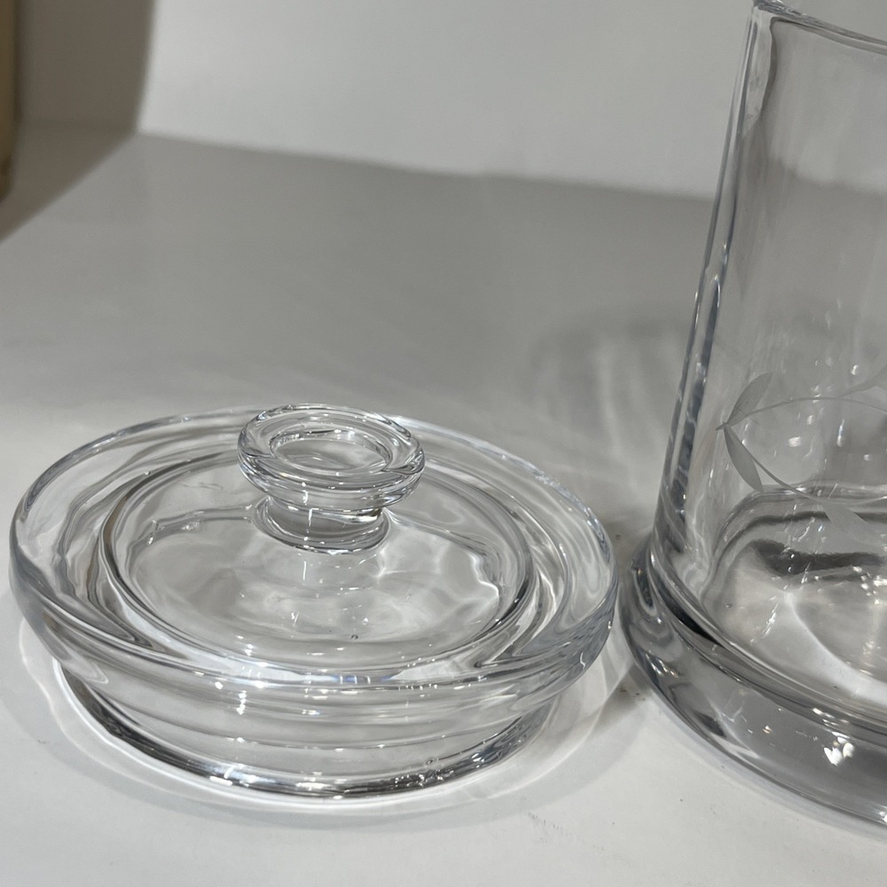 Princess House Heritage Jar Franco 1693 Clear Etched Floral - Picture 5 of 9